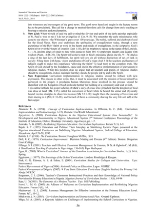 Curriculum implementation in religious education in nigeria | PDF