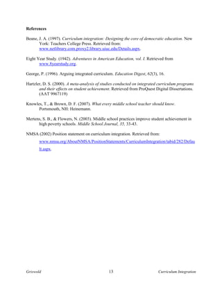 Curriculum Integration in Middle School | PDF