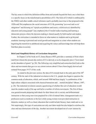 Curriculum Integration in Middle School | PDF