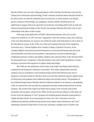 Curriculum Integration in Middle School | PDF