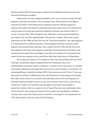 Curriculum Integration in Middle School | PDF