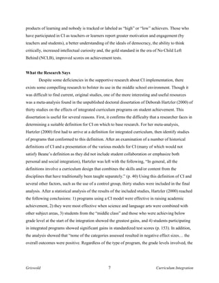 Curriculum Integration in Middle School | PDF