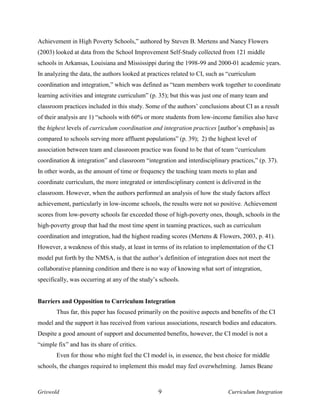 Curriculum Integration in Middle School | PDF