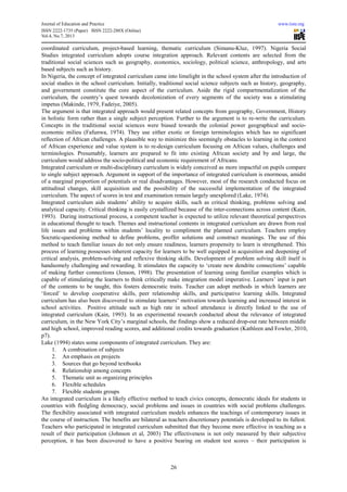 Curriculum integration in social studies as predictor of academic ...