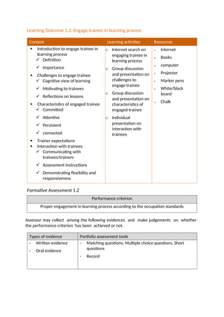 Occupation And Learning Process Curriculum Level 6 - ADVANCED DIPLOMA IN AIR CONDITIONING AND ...