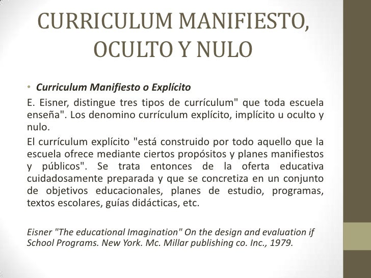 Curriculum manifiesto oculto