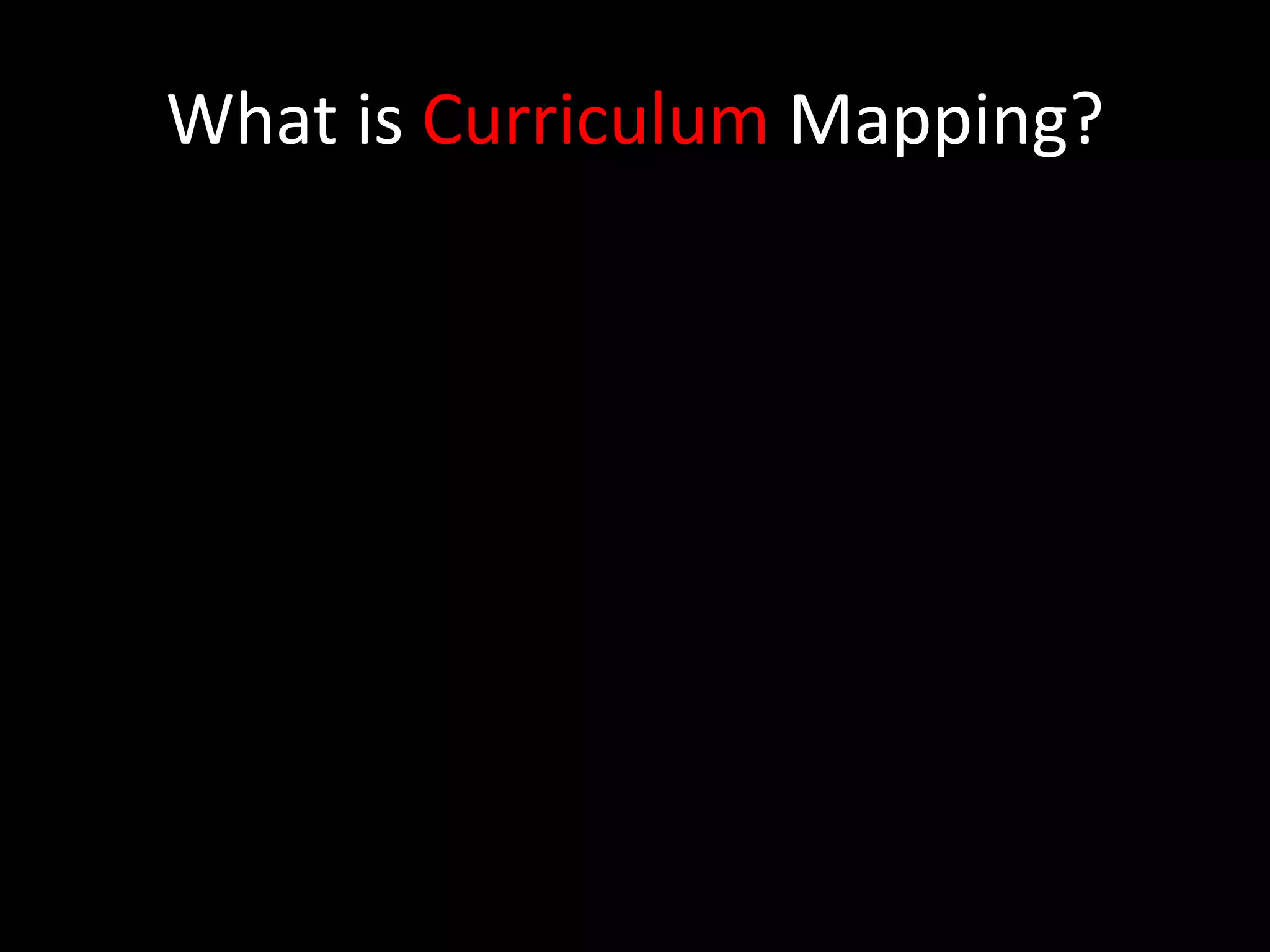 What is Curriculum Mapping?