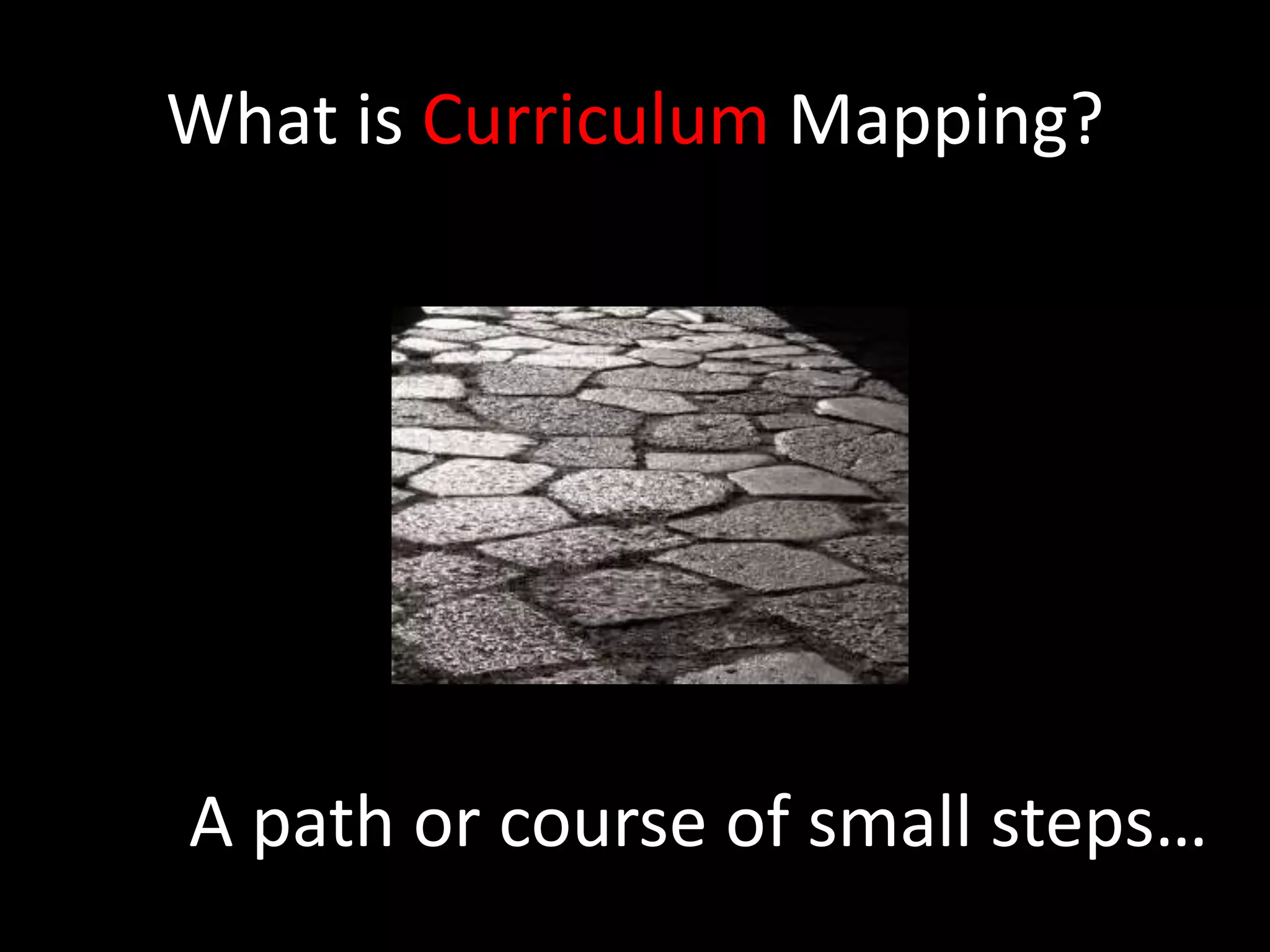 What is Curriculum Mapping?A path or course of small steps…