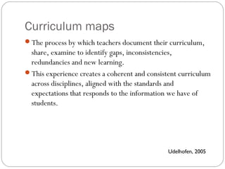 Curriculum Maps based on the Understanding by Design model | PPT
