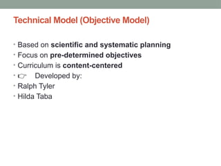 Comprehensive Overview of Curriculum Models and Tyler's Model in ...