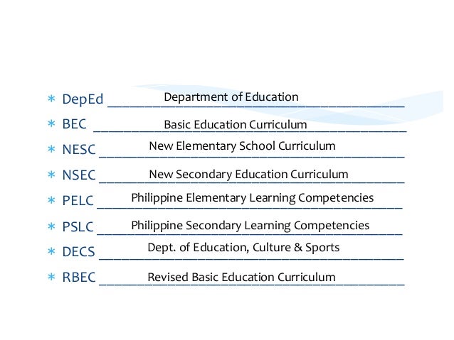 Curriculum Models Philippines Curriculum Models