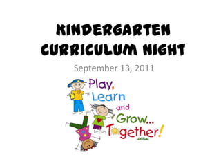 KindergartenCurriculum Night September 13, 2011 