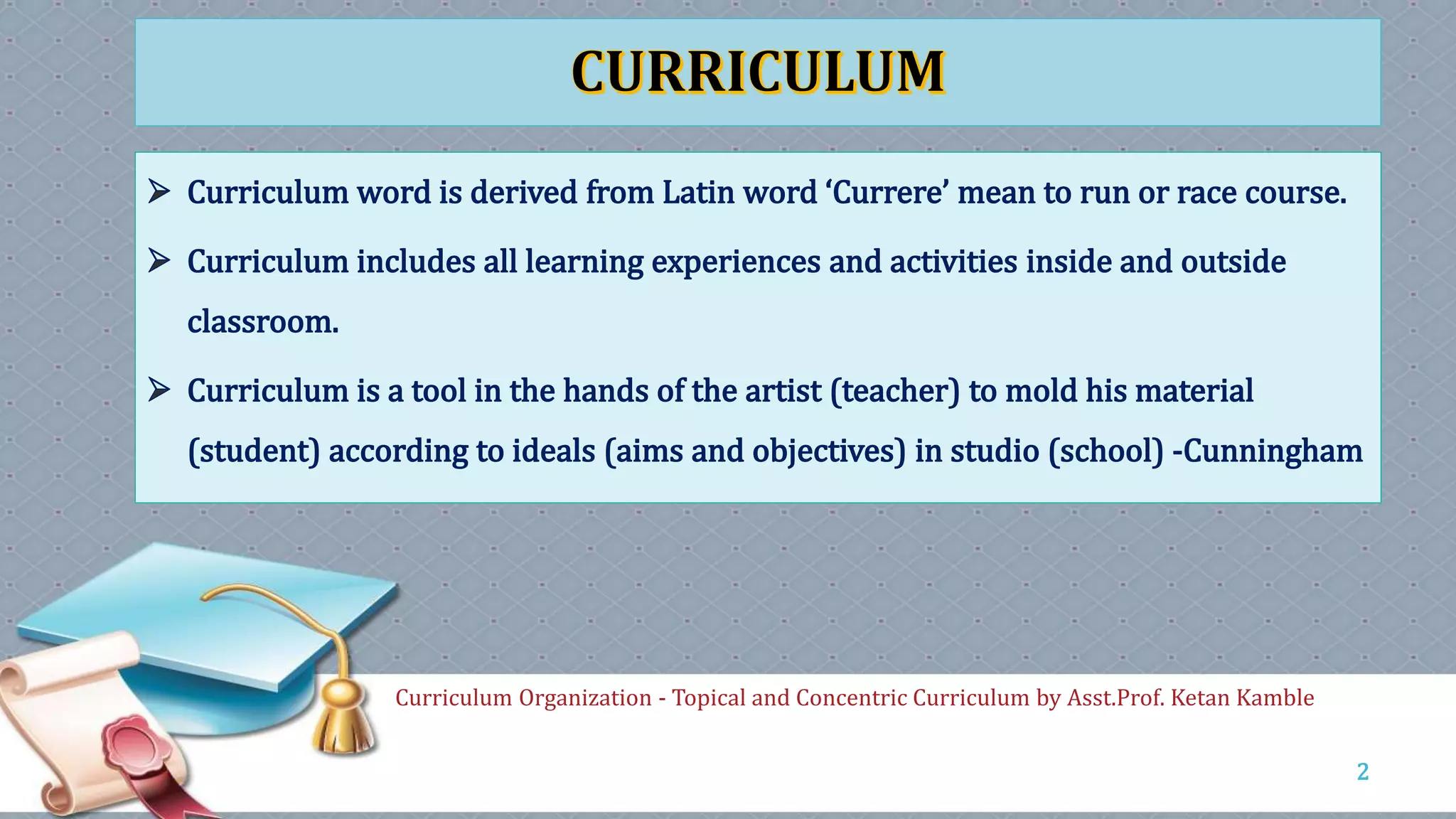 Curriculum Organization - Topical and Concentric Curriculum by Asst.Prof. Ketan Kamble
2