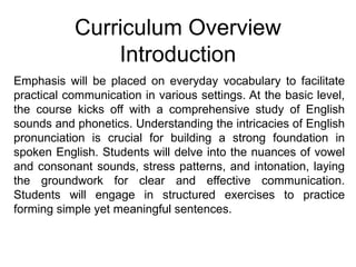 Spoken English Curriculum & Overview.ppt