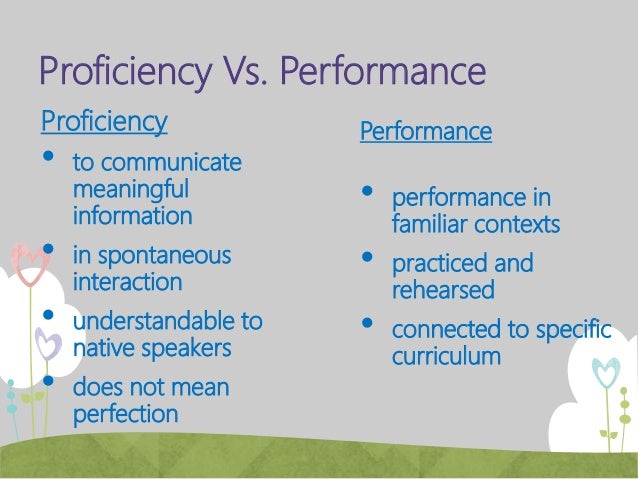 Curriculum review 2014 performance vs proficiency