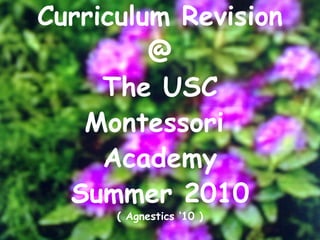 Curriculum Revision @ The USC Montessori  Academy Summer 2010 ( Agnestics ‘10 ) 