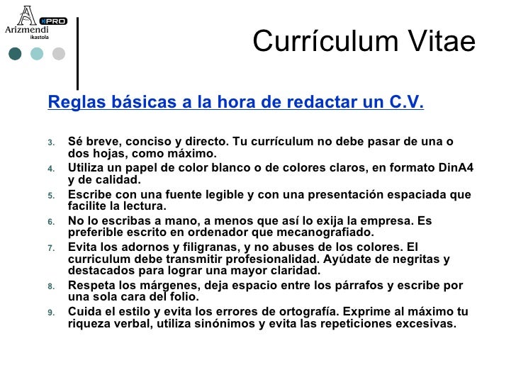 Como Redactar Un Curriculum Vitae