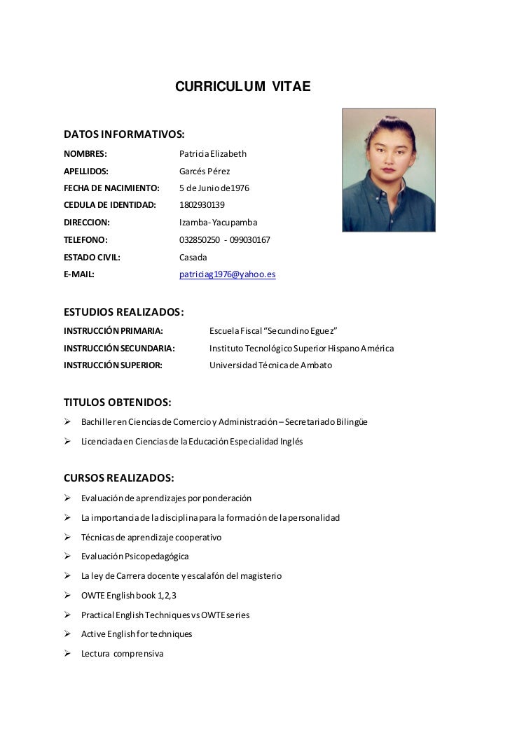 curriculum vitae formatos de curriculum vitae