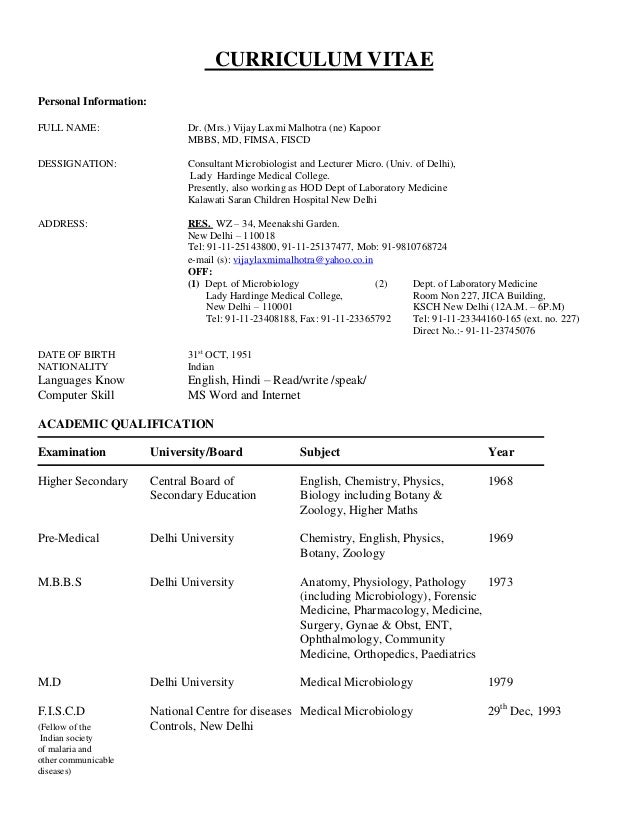 Curriculum Vitae Vijay Malhotra