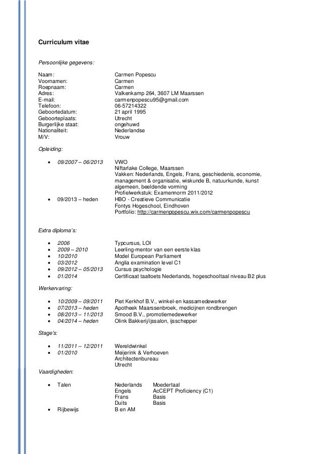 Curriculum Vitae Carmen Popescu