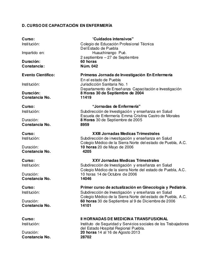 Sin Experiencia Curriculum Vitae De Enfermeria