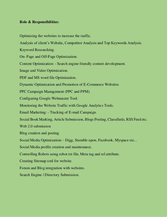 search engine optimization resume