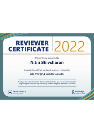 Information Classification: General
2022
Nitin Shivsharan
The Imaging Science Journal
 