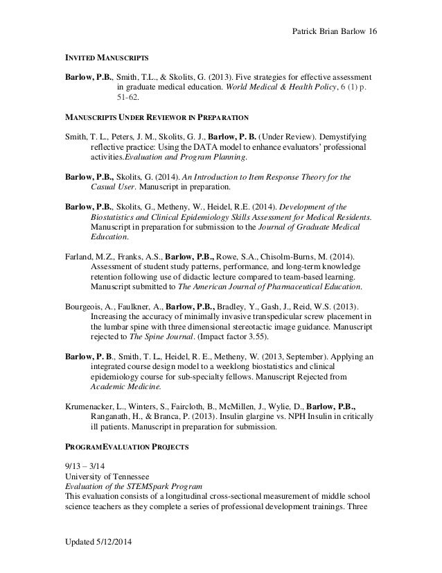 preparation of curriculum vitae