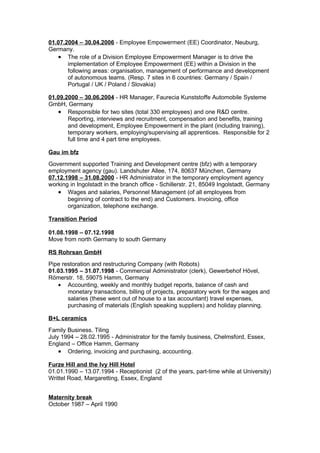 Curriculum Vitae   English Version 2009
