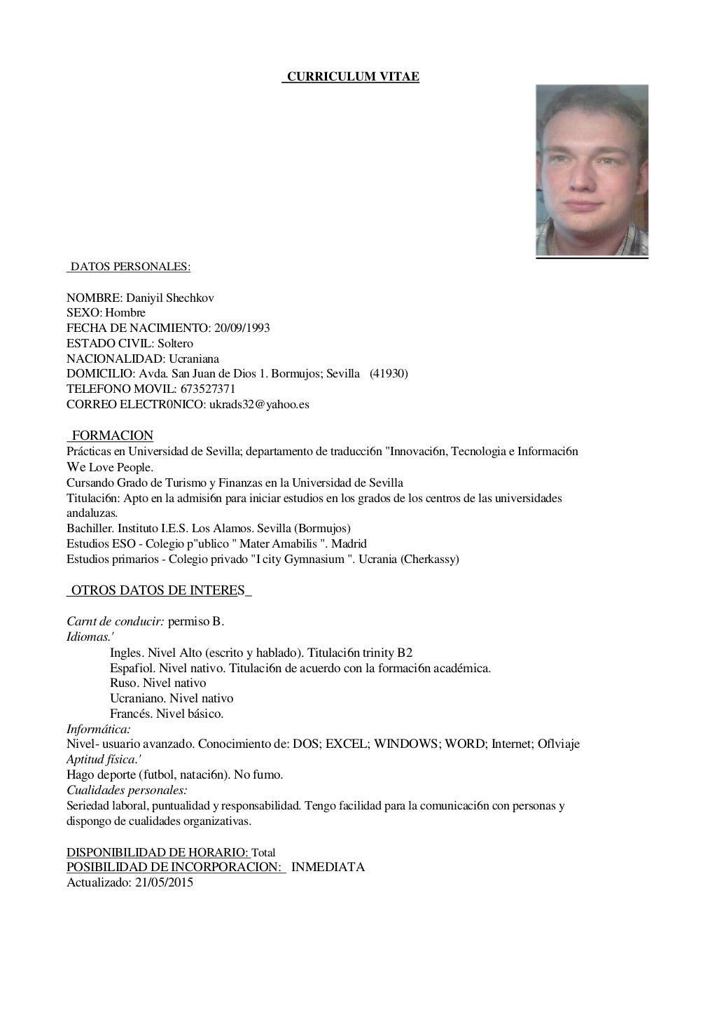 Curriculum vitae format in word image