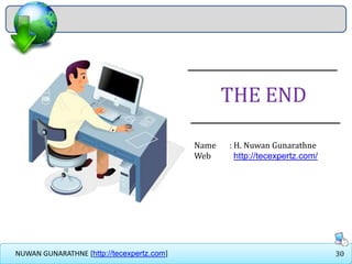 30NUWAN GUNARATHNE [http://tecexpertz.com]
THE END
Name : H. Nuwan Gunarathne
Web : http://tecexpertz.com/
 