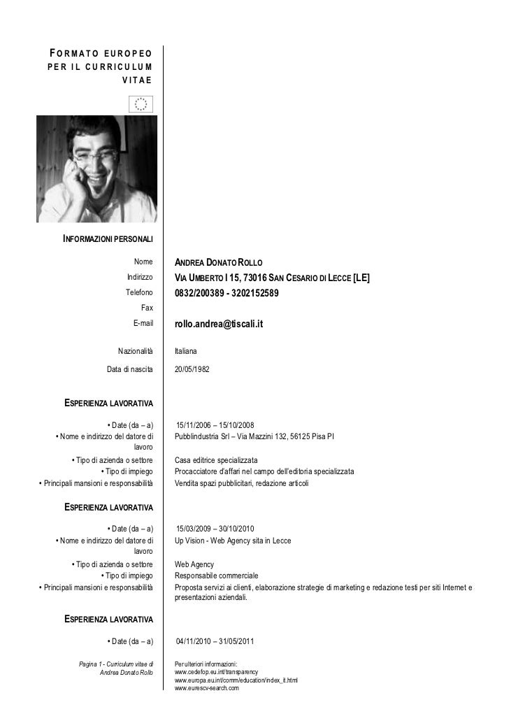 curriculum vitae modello artistico