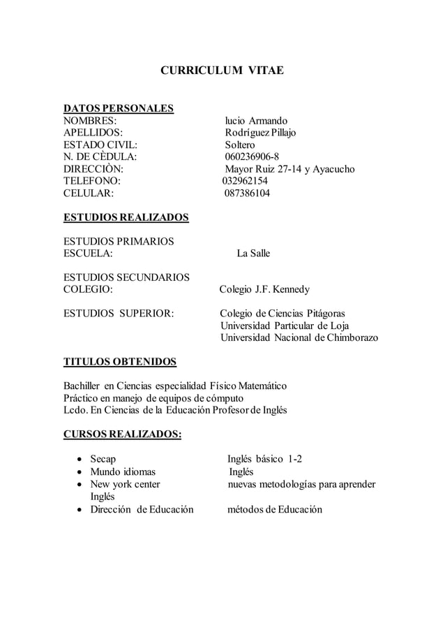 Curriculum vitae armando