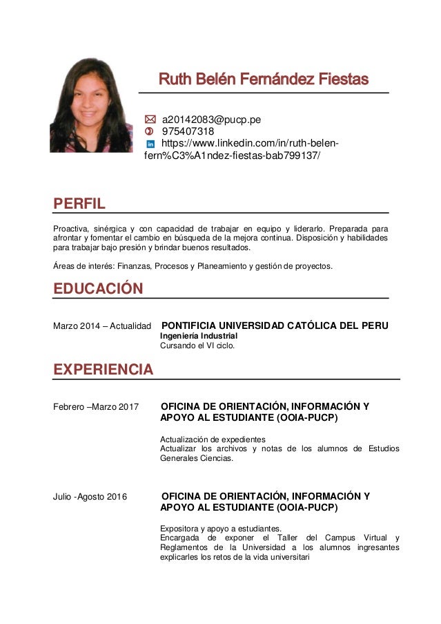 Curriculum vitae bt ruth fernandez fiestas