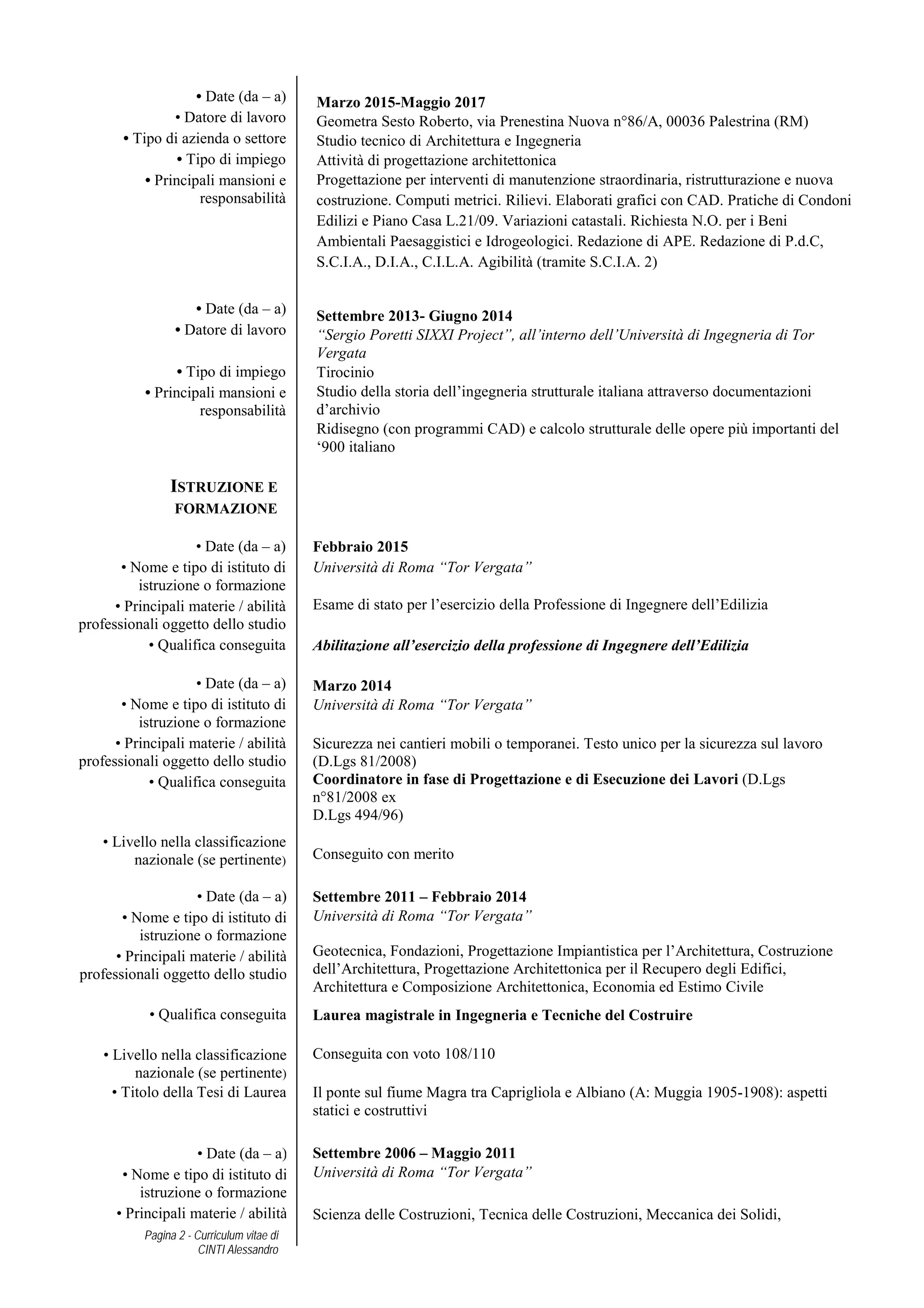 Curriculum vitae cinti a. | PDF