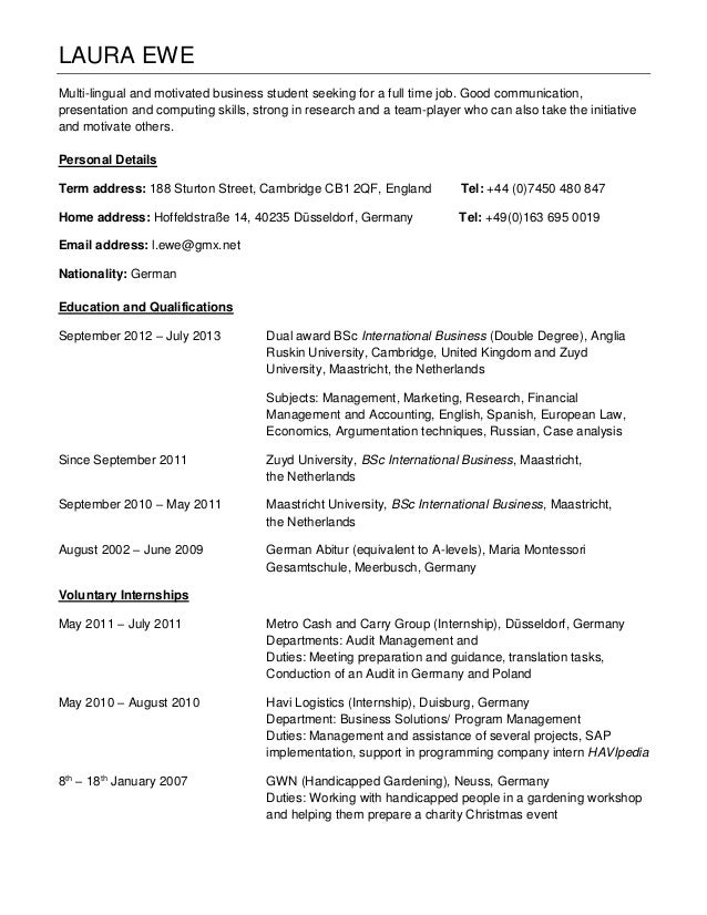 Curriculum Vitae Laura Ewe