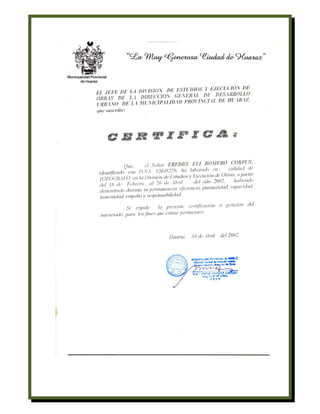 Curriculum Vitae de Freddy Romero Corpus