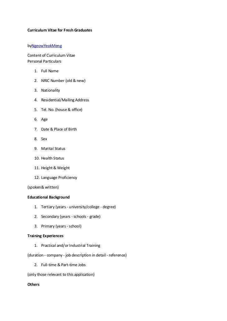 a fresh graduate resume sample resume for a fresh graduate