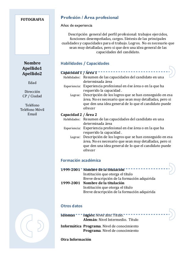 curriculum vitae sencillo para word