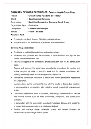 Curriculum Vitae Of Civil Engineer For Construction Manager Or Sr. Pr…