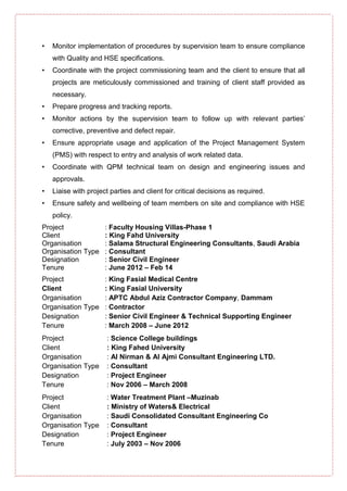 Curriculum Vitae Of Civil Engineer For Construction Manager Or Sr. Pr…