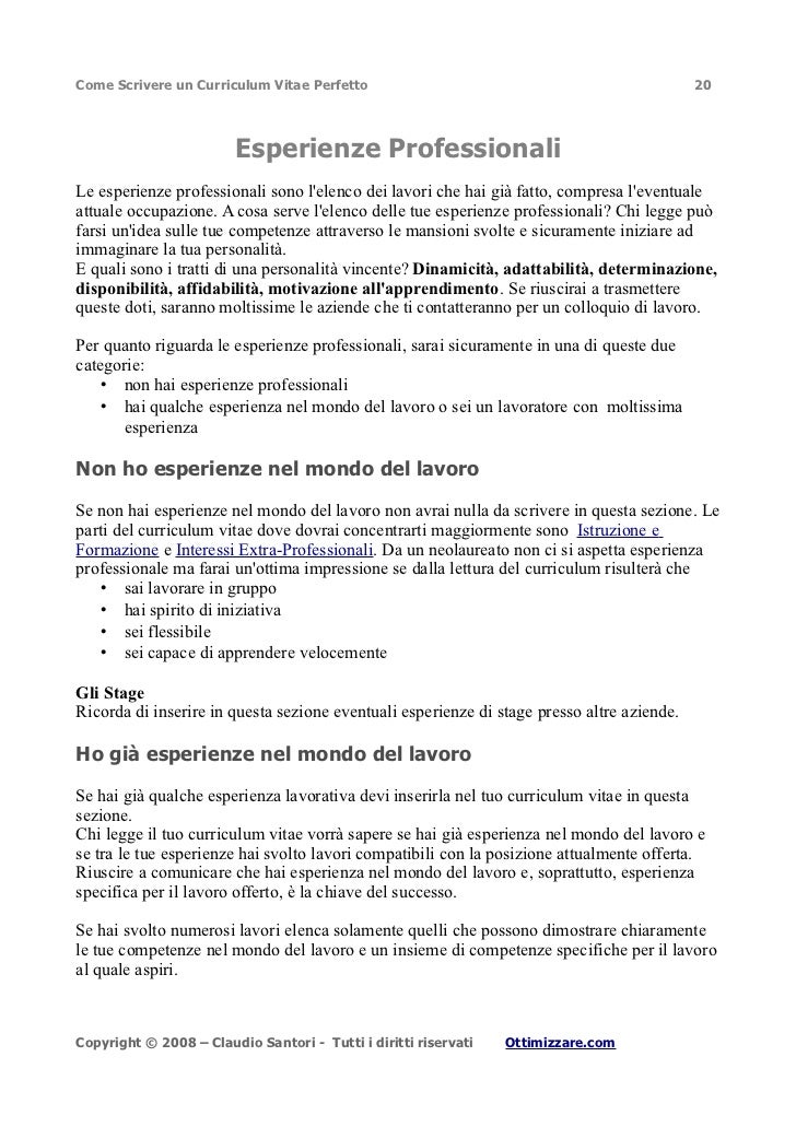 obiettivi da inserire nel curriculum vitae