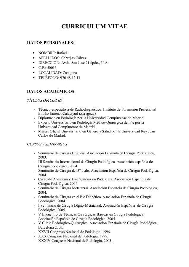 Curriculum vitae podologo picture