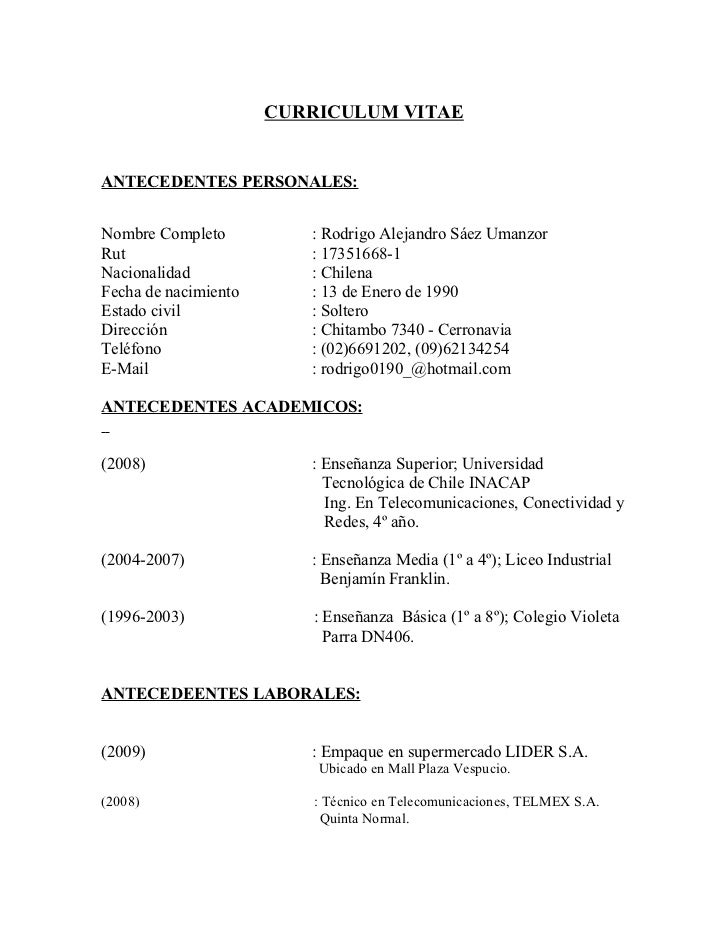 Curriculum Vitae Chile Curriculum Vitae Chile