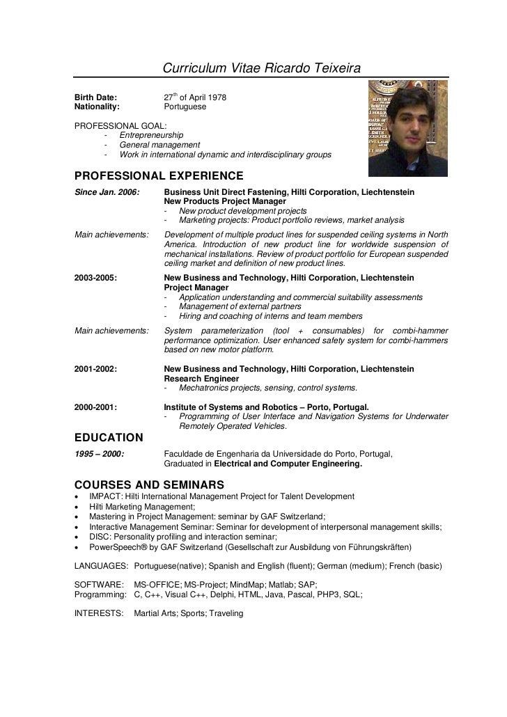 Curriculum Vitae Ricardo Teixeira Curriculum Vitae Ricardo Teixeira
