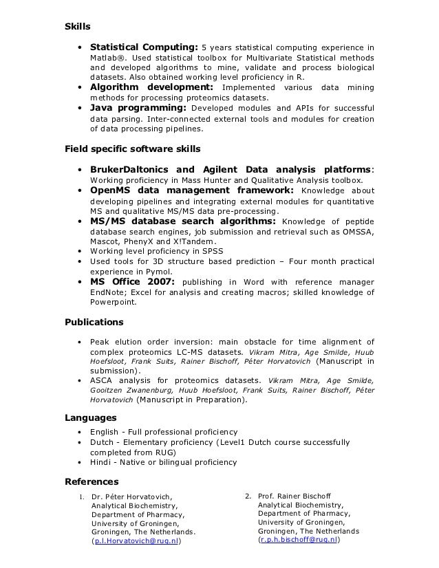 preparation of curriculum vitae