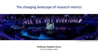 The changing landscape of research metrics
http://www.fameimages.com/tim-berners-lee-olympics
Professor Stephen Curry
Imperial College London
 