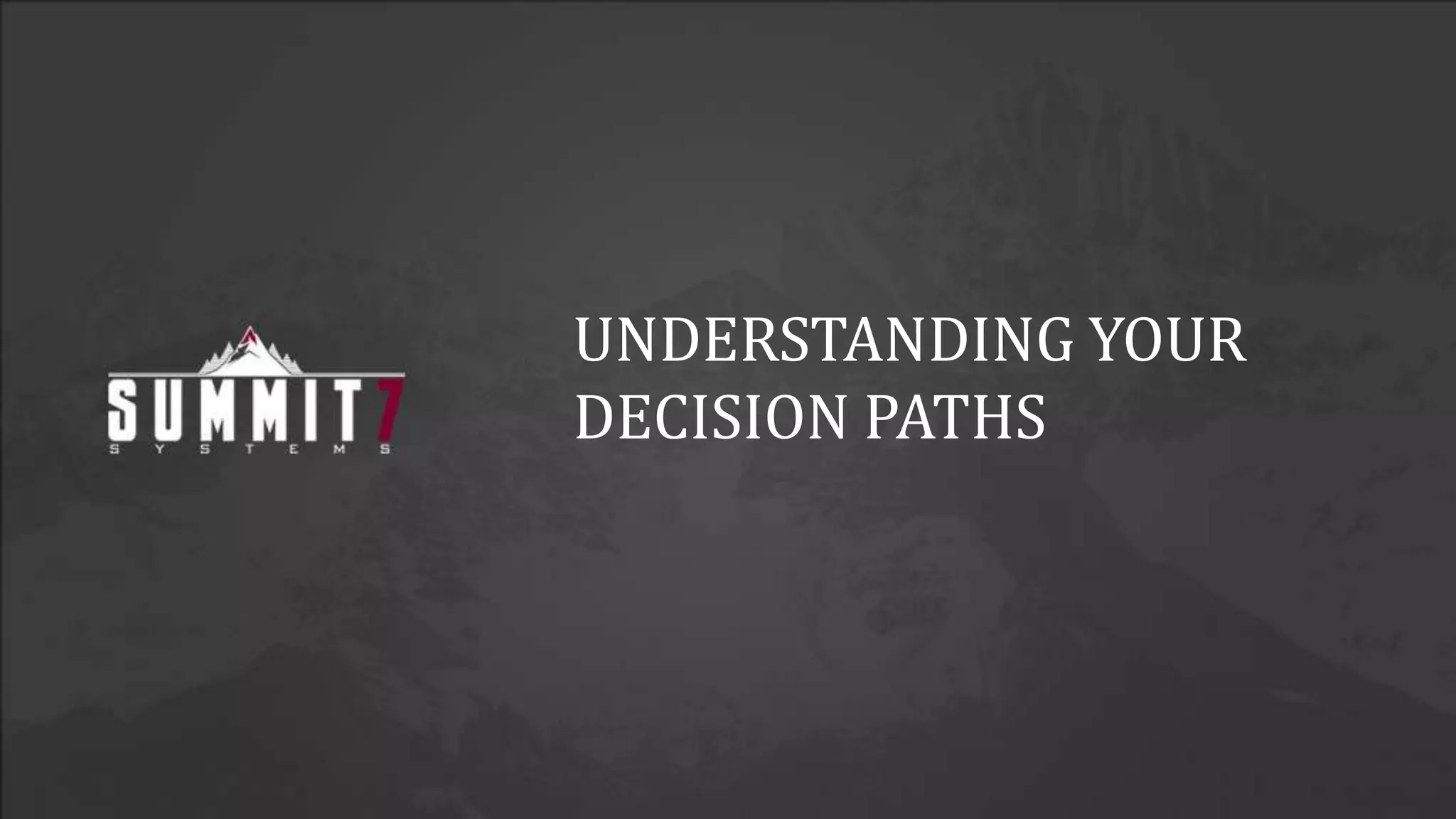 UNDERSTANDING YOUR
DECISION PATHS
 