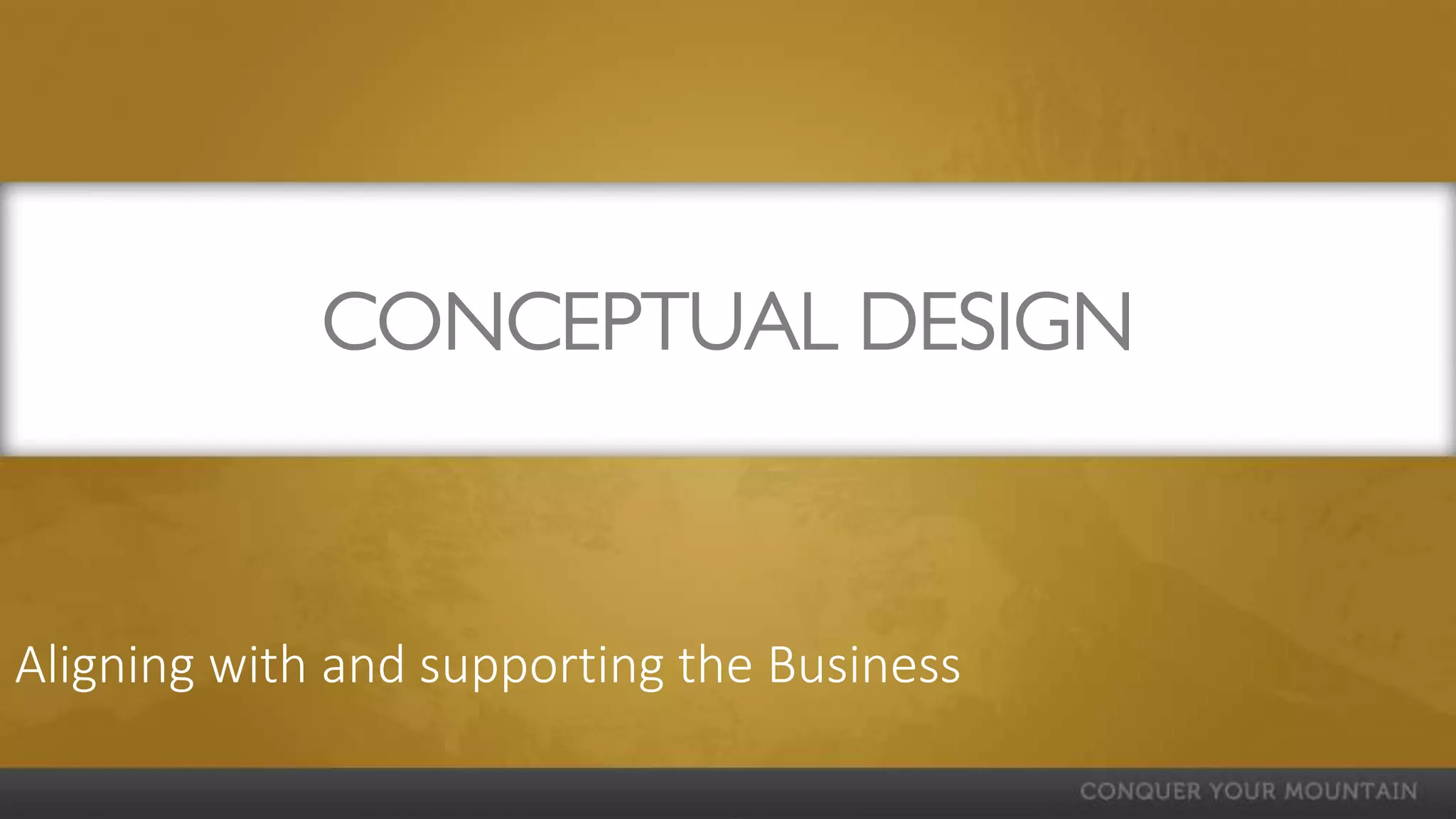 CONCEPTUAL DESIGN



Aligning with and supporting the Business
 