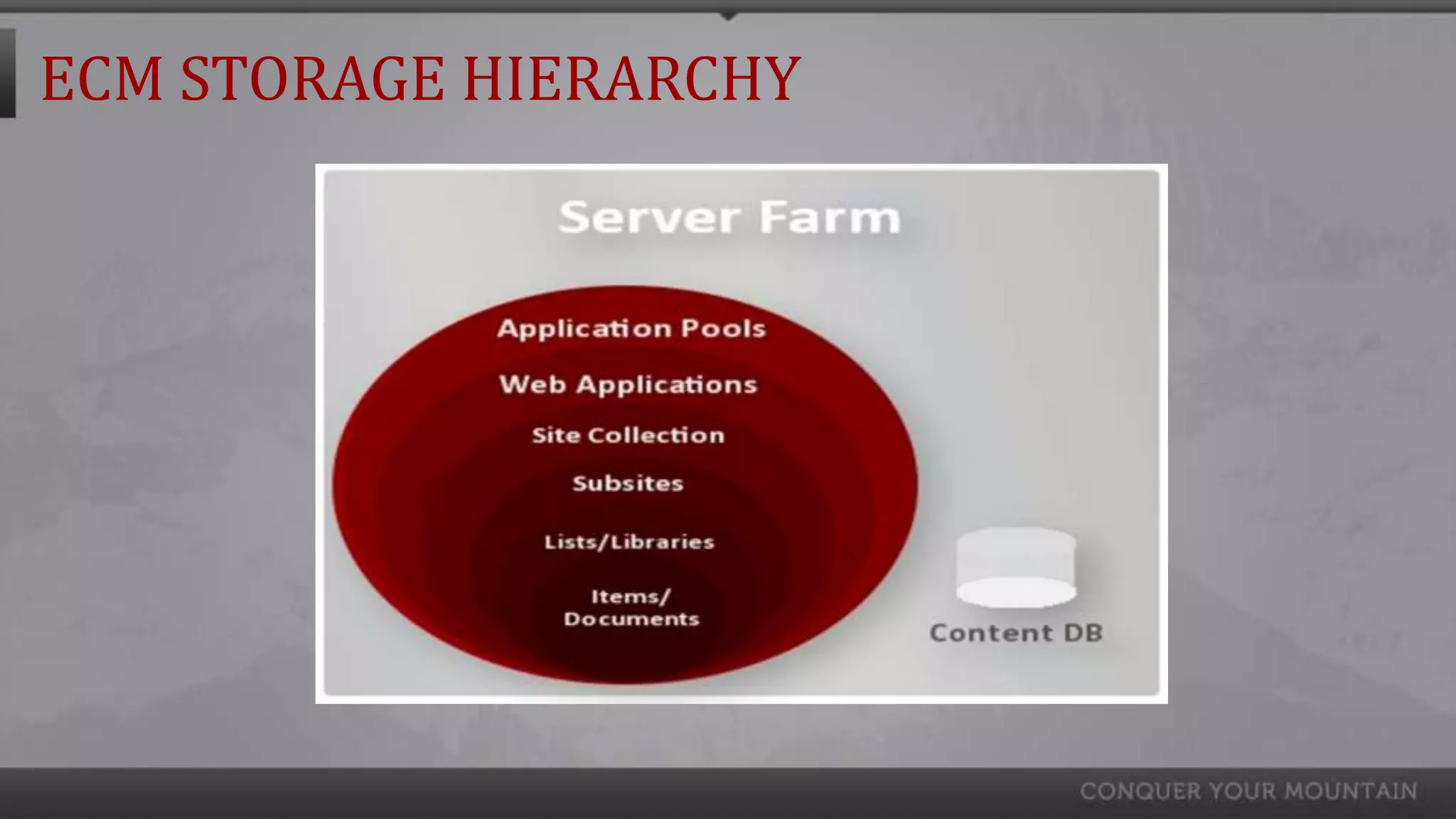 ECM STORAGE HIERARCHY
 